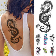 Tatuagem adesiva temporária de dragão, flor de lótus, rosa, espada, cobra, arte corporal, braço, manga falsa, masculino, feminino 2024 - compre barato