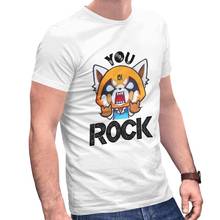 Aggretsuko you rock camiseta feminina, camiseta de algodão macio metálico, agresiva, retsuko, manga curta, gráfica, merch 2024 - compre barato