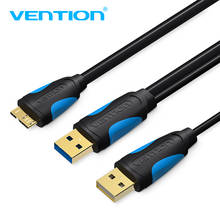 Venção Micro USB 3.0 Dual USB Com Cabo de Alimentação Macho para Macho Super Speed 5gbps 5 Sincronização De Dados USB cabo Para HD Samsung Telefone 2024 - compre barato