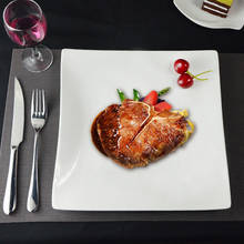 Criativo bife placa de jantar branco puro ocidental placa quadrada casa cerâmica plana jantar placa do hotel ocidental utensílios de cozinha 2024 - compre barato