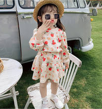 Girls Strawberry Sweater Suit 2021 New Spring And Summer Sweet And Cute Sweater + Short Skirt Two-Piece Suit Baby Girls Dress 8Y 2024 - buy cheap