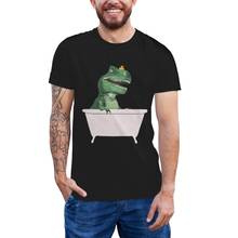 Динозавр Футболка игривый T-Rex в ванной в зеленый Футболка Мода 5x Футболка мужская удивительная футболка с коротким рукавом 2024 - купить недорого