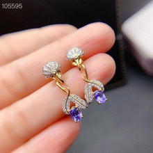 New Natural Tanzanite Earrings 925 Silver Two-color Electroplating Process Gem Size 3x4mm 2024 - buy cheap