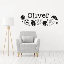 Makeyes-pegatinas de pared con nombres personalizados para niños, calcomanía de pared con diseño de balón de fútbol Deportivo, decoración de pared con nombre personalizado, Mural de vinilo Q202 2024 - compra barato