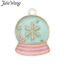 Julie Wang 10pcs Enamel Snowflake Music Box Charms Gold Tone Pendant Necklace Bracelet Christmas Jewelry Making Accessory 2024 - buy cheap