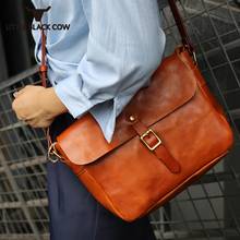 Top Designer Mens Casual Vintage Shoulder Bag Genuine Leather Flap Pocket Soft Handle Hasp Luxury Design Cowhide Crossbody Bags 2024 - buy cheap