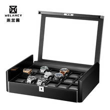 Caja de Relojes de Cuero PU con cremallera para hombre, estuche de viaje, organizador de almacenamiento de relojes, colección de grado superior, fibra de carbono, cuero PU 2024 - compra barato