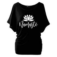 Namaste-Camiseta con estampado de flores para mujer, ropa Harajuku vegana, regalo para amantes de las plantas, Vintage, manga de murciélago, 2019 2024 - compra barato