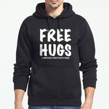 Funny Print Hoodies Men's Casual Fashion Hooded Sweatshirt Hip Hop Streetwear FREE HUGS Printing Male Warm Hoody Pullover 2024 - buy cheap