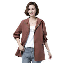 Autumn New Middle-aged Women Casual Hooded Windbreaker Fashion Large Size Loose Thin Jacket Female Outwear 5XL Y504 2024 - buy cheap