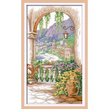 Courtyard scenery Painting Cross Stitch Kit 14ct 11ct Count Printing Canvas Stitching Embroidery DIY Needlework Home Decoration 2024 - buy cheap