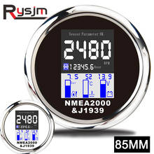 Nmea 2000 medidor de pressão digital 4 em 1, tacômetro digital de 85mm multifuncional com alarme 9-32v, medidor de pressão e óleo da água 2024 - compre barato
