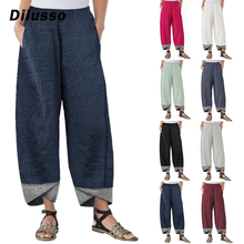 2020 Cotton Linen Vintage Pants Summer Elastic Waist Irregular Trousers Pantalon Casual Dandelion Print Cropped Pants 5xl#D3 2024 - buy cheap