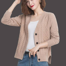Women's Cardigan Short Sweater Coat New Spring Autumn Solid Loose Knitted Sweater Ladies Single-breasted Sweater Jacket Y534 2024 - buy cheap