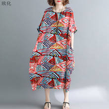 4XL 5XL 6XL Plus Size Boho Dresses For Women Vintage Cotton Linen Maxi Long Dress Robe Femme Loose Batwing Beach Dress Sundress 2024 - buy cheap
