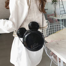 Disney's new fashion pure color pu Mickey women's shoulder messenger chain bag cute round small bag wild mobile phone storage ba 2024 - buy cheap