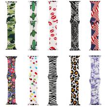Printed Strap For Apple Watch band 44mm 40mm iwatch 42mm 38mm correa Silicone women bracelet for apple Watch SE 5 4 3 series 6 2024 - buy cheap