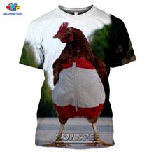 Футболка SONSPEE мужская с 3D рисунком курицы, петуха, короткий рукав, аниме стиль Харадзюку, уличная одежда с забавными животными 2024 - купить недорого