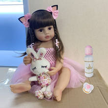 Кукла NPK Реборн, 55 см, розовая принцесса, игрушка «летучая мышь», очень мягкая силиконовая кукла на все тело для девочек 2024 - купить недорого