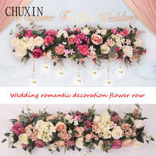100cm Wedding props welcome area Artificial flower row wedding Scenes arrangement fake flower Large event arch wall decoration 2024 - buy cheap