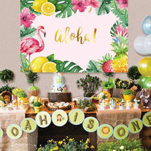 Fondo de fiesta de cumpleaños de flamenco, decoración de fiesta de Aloha Tropical hawaiana, decoración de fiesta de cumpleaños de verano, suministros de fiesta de Luau Aloha para niños 2024 - compra barato
