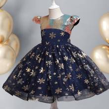 Baby Girl Christmas Dress Children's Clothing Xmas Evening Dress Elegant Sequin Snowflake Prom Dress 3 6 8 Kid Winter Costumes 2024 - compre barato