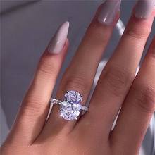 Роскошное 6 карат большое кольцо с овальной огранкой AAA Циркон с микро проложенным серебряным кольцом для женщин модное ювелирное изделие женские кольца anillos grandes 2024 - купить недорого