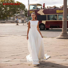 Vestido De Novia Simple A Line Boho Satin Wedding Dress 2022 for Women Sleeveless Backless Bridal Gown Robe Mariée France Custom 2024 - buy cheap