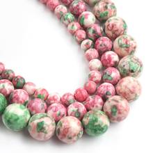 Натуральный камень розовый зеленый яшмы вокруг бисера 15 "нитка 4 6 8 10 12 мм выбрать размер для самостоятельного изготовления ювелирных изделий браслет ожерелье 2024 - купить недорого