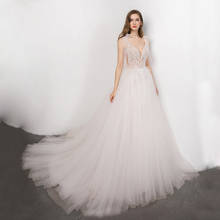 boho Bridal Gown 2022 new Sexy V-neck backless Bride Wedding Dress Luxury Crystal and Pearls Vestido de novia Robe de mariee 2024 - buy cheap