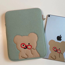 Tablet case Cute cartoon Cartoon laptop case 11/13 inch ipad liner bag iPad Tablet Bag Laptop Spectacled bear ins green 2024 - buy cheap