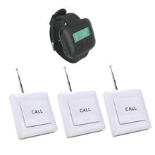 Restaurant Pager Wireless Waiter Calling System 433MHz 1 Watch Receiver+3  Button Transmitter