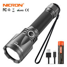 NICRON B60 светодиодный тактический флэш-светильник супер яркий 1000 Люмен USB Перезаряжаемый IPX8 водонепроницаемый 6 режимов фонарь светильник на открытом воздухе 2024 - купить недорого