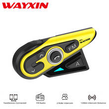 WAYXIN 1 шт. Bluetooth 5,0 домофон мотоциклетный шлем гарнитуры 2 Райдер 1200 м Интерком мото Интерком R15 FM обмен музыкой 2024 - купить недорого