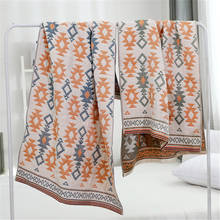 Geometria musselina algodão grande toalha de banho para adultos crianças absorvente estilo japonês toalha de praia super macio toalhas do banheiro dropship 2024 - compre barato