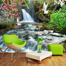 Пользовательские 3D фото обои водопад пейзаж настенная живопись гостиная спальня диван ТВ фон Водонепроницаемая настенная бумага 2024 - купить недорого