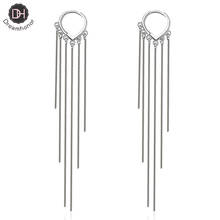 Dreamhonor-pendientes de plata de ley 925 para mujer y niña, aretes largos con borla, corazón, círculo, Clip, joyería para fiesta de boda 2024 - compra barato