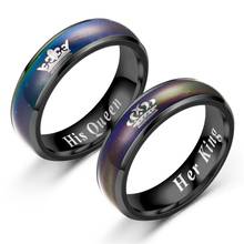Moda casal anéis de aço inoxidável seu rei sua rainha anel de dedo requintado casal aniversário anel de jóias presente 6-13 tamanho 2024 - compre barato