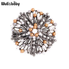 Wuli&baby Vintage Pearl Flower Brooches For Women 2-design All Match Flower Office Party Brooch Pin Gifts 2024 - buy cheap