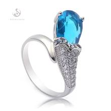 Eulonvan 925 sterling Silver big Wedding Rings Jewelry & Accessories for women dropshipping Blue Cubic Zirconia S-3712 size 6 8 2024 - buy cheap