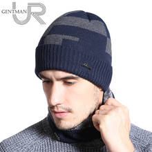 Nuevos sombreros de invierno de terciopelo para hombre, gorro de lana de alta calidad, calentador de cuello para hombre, Cálidos gorros de lana con diseño de empalme grueso para hombre 2024 - compra barato