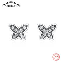 Sterling Silver 925 Stud Earrings Women's Butterfly Zircon Ear Jewelry Sweet Luxury Fine Gift Silver Earrings 2024 - buy cheap