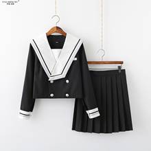 Cruz bordado uniforme escolar high school menina marinheiro terno cosplay preto manga curta uniformes anime japonês 2024 - compre barato