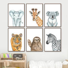 Animal Nursery Wall Art Canvas Painting Elephant giraffe tiger zebra Koala Posters And Prints Wall Pictures Baby Kids Room Decor 2024 - buy cheap