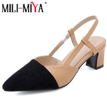 MILI-MIYA-zapatos de punta estrecha para mujer, calzado de tacón cuadrado de colores mixtos, elegantes, de fiesta, talla grande 34-48 2024 - compra barato