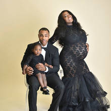 Novo vestido preto sexy para maternidade, vestido fotográfico com gola alta e manga longa para mulheres grávidas 2024 - compre barato