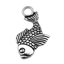 Wysiwyg 10 pçs 32x19mm sorte peixe charme pingentes para fazer jóias antigo prata cor peixe dourado pingentes charme peixe 2024 - compre barato