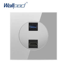 Wallpad USB 3.0 HDMI-compatible For DATA Transmission Socket Crystal Grey Glass Panel Wall Power Socket Outlet 2024 - buy cheap