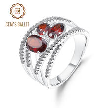 GEM'S BALLET, 1.87Ct, натуральный красный гранат, кольца на палец, 925 пробы, серебро, крест-накрест, драгоценный камень, кольцо для женщин, свадебное, хорошее ювелирное изделие 2024 - купить недорого