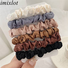 Imixlot 6 pçs/set feminino meninas cor sólida elegante corda do cabelo anel de cabelo moda acessórios para o cabelo rabo de cavalo scrunchie titular headwear 2024 - compre barato